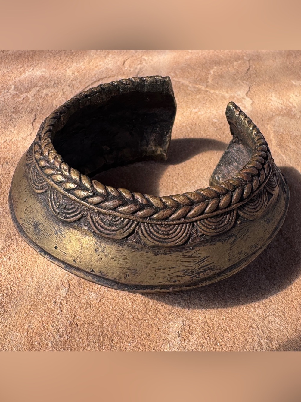 Antique Bronze Cuff ~ Currency Bracelet ~ Tribal Gypsy Ethnic
